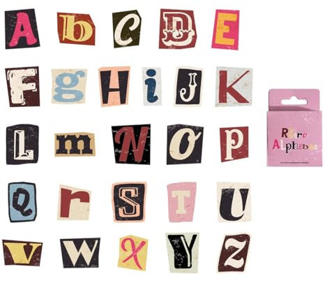 CPJJ 104 Stück Vintage Buchstaben Aufkleber, Scrapbook Sticker, Groß