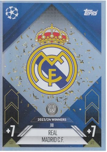 Madrid Badge Gewinner der CL Saison 2023/24 Logo Vereinswappen Topps Glitzer Fußball Sammelkarte 118