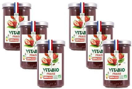 VITABIO - Confiture de Fraise 100% issue de fruits - BIO - Lot de 6-6x275g