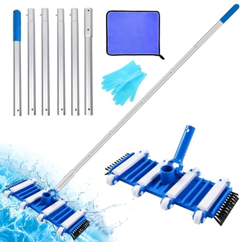 Aspirador Piscina,Kit Limpiafondos Piscina Manual,Limpiafondos Piscina,Lncluye 6 Varillas Reforzadas-Conexión de hasta 2,1 M de Longitud-para Piscinas, Fuente, Hidromasaje