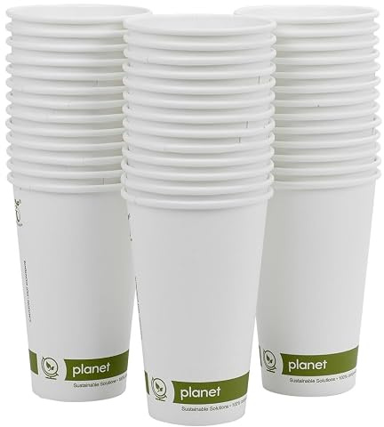 URBNLIVING Paper Coffee Cups 16oz White Disposable Cups – Leak Resistant Takeaway Cups for Hot or Cold Drinks Pack for Cafes, Events, Office