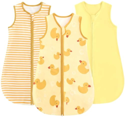 JiAmy Saco de Dormir Bébé Saco Dormir Bebe Invierno 0,5 TOG, Súper Cálido para Unisex Niñas Niños Pato amarillo 0-6 Meses