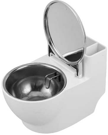 JEWEDECO Hängender Katzenwasserspender im Toiletten Design aus Edelstahl und Abs Tropfsicher mit Glatten Oberflächen für Kleine Hunde und Katzen in Kleinen Wohnungen