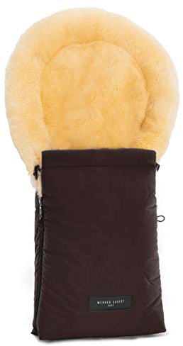 WERNER CHRIST BABY, Lammfell-Fußsack OSLO für Babywanne – Winterfußsack aus medizinischem Fell (ab 0 bis 6 Monate) für Tragetasche, Babyschale, Kinderwagen, in Chocolate (braun)