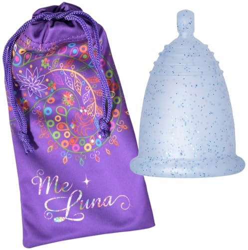 Coppa mestruale classica sfera, blu glitter, taglia M