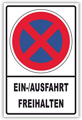 SCHILDER HIMMEL anpassbares Ausfahrt Einfahrt freihalten Schild 42x29cm Alu-Verbund mit Schrauben, Nr 152 eigener Text/Bild verschiedene Größen/Materialien