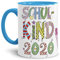 Tassendruck Geschenk Tasse zur Einschulung für Kinder mit Spruch - SCHULKIND 2020 - Geschenkidee zum Schulanfang/Erinnerung Schulbeginn/Erstklässler 2020 Mädchen - Innen & Henkel Hellblau