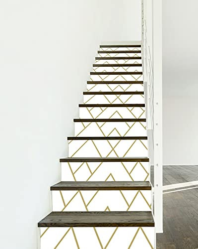 A.Monamour Adhésif Sticker Contremarche Escalier 3D Motif De Texture Abstraite Moderne Carreaux Géométriques Vinyle Autocollants Stickers Carrelage Carreaux Escalier Lot de 13 Bandes (1m x 18 cm)