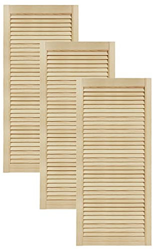 Lamellentüren Holz 3er Pack 494x1100 mm | Holztür aus massiver Kiefer mit fühlbarer Struktur | Möbelfronten für kreative Renovierung | Lamellentür für Schrank oder Garderobe | Natur