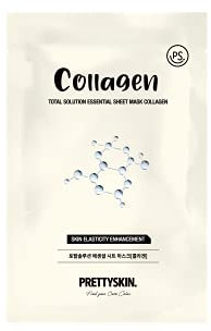 Pretty Skin Total Solution Essential Sheet Peel Off Face Mask - Collagen - Moisturising for Healthier Skin Improved Elasticity - 23g