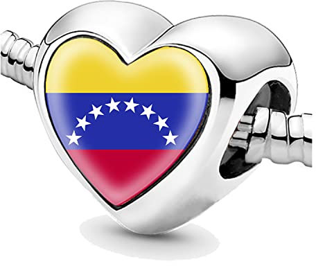 Bon4azuré Cuentas para pulseras Bandera de Venezuela Colgantes de Plata para Mujeres Encanto Perlas Joyas Regalos Ideas para Niñas, No, No