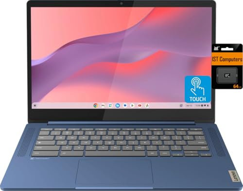 Lenovo Chromebook 14 Touchscreen Laptop (14 pollici FHD Touch Display, 8-Core MediaTek Kompanio 520, 4 GB di RAM, 128 GB di memoria (64 GB eMMC + 64 GB SD)), webcam, 13 ore di durata della batteria