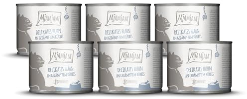 MjAMjAM - Premium Nassfutter für Katzen - delikates Huhn an gedämpftem Kürbis, 6er Pack (6 x 200g), getreidefrei mit extra viel Fleisch
