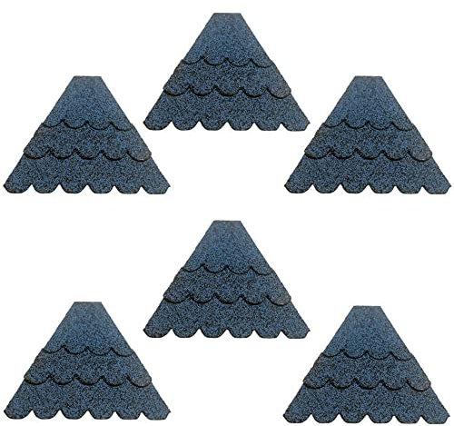 DARLUX Dachschindel Set für sechseckige Vogelhäuser, Insektenhotel, Hundehütte, Vogelvilla, Biberschwanz 2 verschiedene Größen in Blau, Schwarz, Rot und Grün (Größe L Blau)