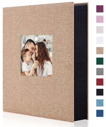 Miaikoe Fotoalbum 10x15 300 Leinen Album Slip in für Familie Hochzeitstag Album Buch Holds 300 Horizontal 10x15cm Fotos Khaki