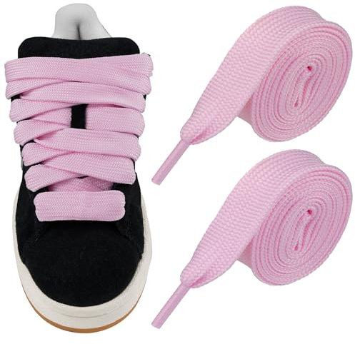Endoto Lacets pour Adidas Campus 00s Chaussures, 20mm de Large Cordons Lacet de Rechange Plats Fat Shoelaces Laces-Rose, 36 pouces