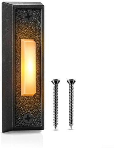 HEBEOT Lighted Doorbell Push Button Wall Mounted Wired Door Bell Push Buttons wired doorbell Black Wired Door Bell Push Buttons LED Door Chime 7.2x2.2x1.5 Cm