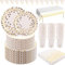 SHUESS 202 Pcs White and Gold Paper Plates Set, White and Gold Party Supplies, Golden Dot Party Tableware Includes White Paper Plates, Napkins, 9oz Cups, Tablecloth, Banner for Party, Serves 50