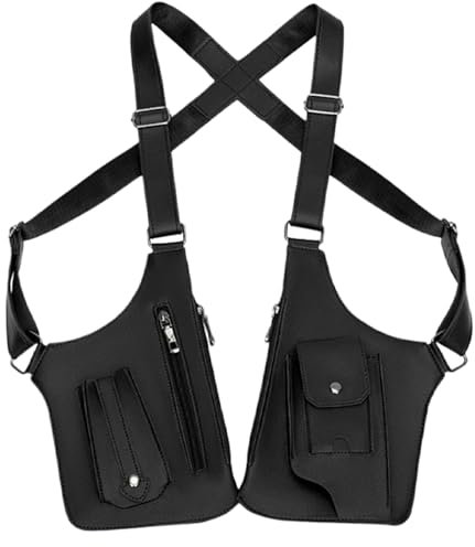 Anti Diebstahl Tasche Für Männer, Versteckte Unterarm Schulterholster Tasche, Verstellbare PU Leder Schulter Taktische Tasche, Doppel Schulter Anti Diebstahl Gurt, Multifunktions Taktische Weste(A)