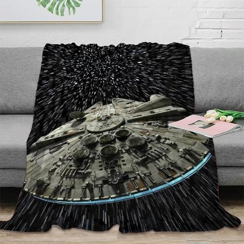 Krieg der Sterne Couchdecke Decke Sofadecke Fleecedecke 3D Druck Millennium Falcon Bett Decken Kuscheldecke Tagesdecke Weichen Flauschig Flauschig Warm for Erwachsene Kinder 60x80inch(150x200cm)