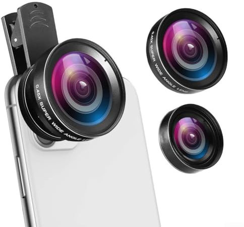 0.45x Wide Angle Lens For Mobile Phone, Clip On Zoom Camera Lense 15X Macro, Muti Functions Telephoto Micros Lens For Enhanced Mobile Photos(Black)