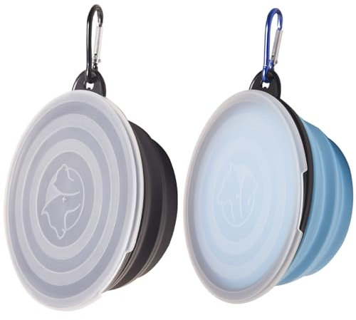 2 Pack Collapsible Dog Bowls,Dog Travel Bowl with Lid and Carabiners Pet Feeding Water Bowl Portable Dog Feede,Water Travel Bowl, Collapsible Bowl for Cat Puppy Little Pet