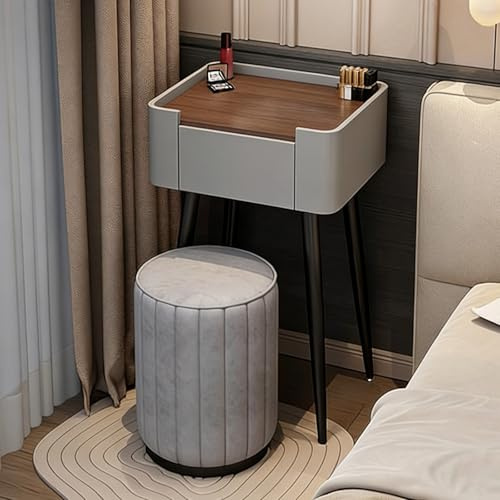Zynqra Weißer Schminktisch mit Schublade, Hocker, großer Tischplatte, Schreibtisch, Nachttisch, moderner Stil, Geschenk for Mädchen, for kleine Schlafzimmer(Gray,40cm)