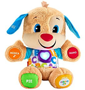 Fisher-Price Puppy Eveil Progressif jouet bébé, peluche interactive, version portugaise, 6 mois et plus, FPM56
