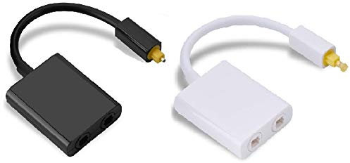 Zerone Adaptateur répartiteur audio 1 en 2 à double port numérique Toslink fibre optique convertisseur de câble audio (noir + blanc)
