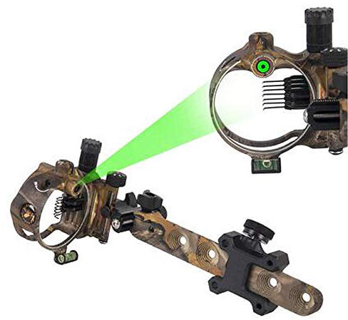 Bogen Visier 5 Pin / 7 Pin Bogenvisier Retina Micro Einstellbar Jagdvisier mit Bogen Viesier Licht Aluminiumlegierung Zielvorrichtung Compoundbogen Anblick Bogensport Zubehör (DB9270 Camo(7 pin))