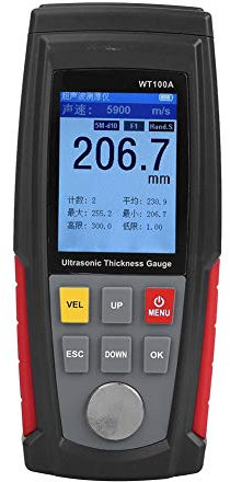 WT100A Ultraschall Dickenmessgerät, USB Ladegerät Digitales Ultraschall Dickenmessgerät für Metall, Kunststoff, Keramik, Glas