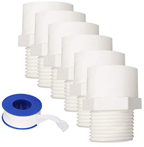 YOFASEN Connecteurs de Conduite d'eau, 25mm - 6 pièces Raccords de Tuyauterie en PVC à filetage mâle + 1 pièces Bande d'étanchéité pour tuyau d'eau
