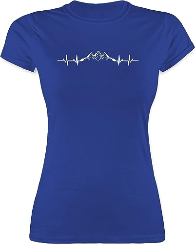 Shirt Damen - Skiurlaub Apres Ski - Berge Herzschlag I Geschenk Bergliebhaber I Bergliebe - S - Royalblau - skishirt après-ski-t-Shirt valemtinstagsgeschenk Berg Funshirts für Frauen