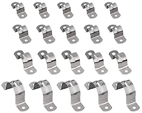 Rohrschelle,20 STÜCKE Edelstahl Rohrschellen Schlauchschellen U-förmige Rohrschellen Sattelklemme Zwei-Loch-Rohrschlauch-Rohrschellen für Wand 16 20 25 32 mm