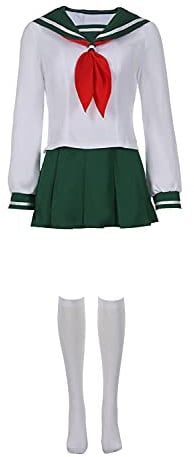 Hinevey Women Kagome Higurashi School Uniform Sets Anime Sailor Dress Halloween Cosplay Costume