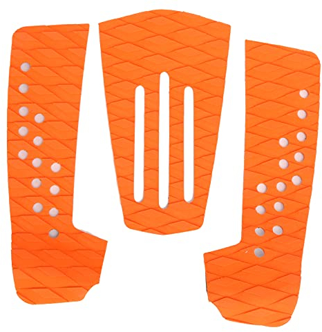 VGEBY 3 teilige Eva Surfboard Deck Traction Pads mit Geschlossener Blasenstruktur, Feuchtigkeitsbeständige Surfdeckmatte für Skimboard Longboard Zubehör(Orange) Sportinggoods Surf Segelboot