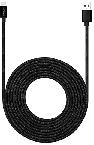 ROFICORD USB Type C Cable 15ft with 3A Fast Charging, 4,6M Ultra Long and Extremely Durable Nylon Braided USB C Charger Cord for Galaxy S10/S9/S8/Google Pixel/LG/OnePlus/Moto and More (Black)