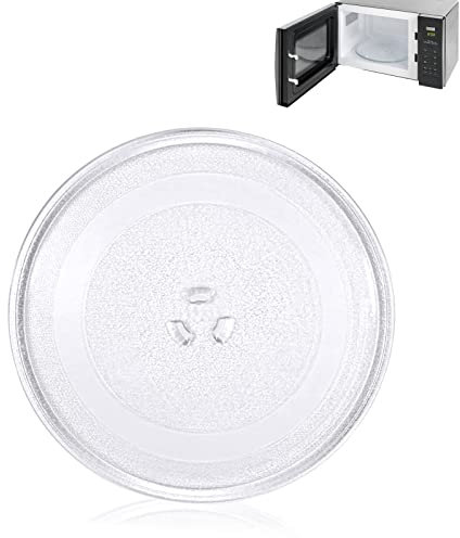 HIUOUIH Plateau Tournant Micro Onde 24.5 cm Verre Micro-Ondes Universel avec 3 Fixations Convient pour Remplacer les Assiette Endommagées Dans le four à Micro-Onde…