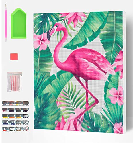 SPLAT PLANET Flamingo Eingerahmte Diamond Painting Kits Eingerahmte Kristallkunst Eingerahmte Diamantkunst 5D-Diamant-Malkits Heim Wanddekoration Kunsthandwerk für Erwachsene Kinder 30x40Cm