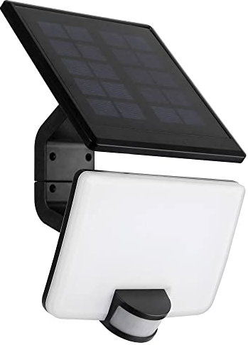 max K O M F O R T LED Solar Fluter 10W Aussenwandleuchte mit Bewegungsmelder IP54 Schwarz Akku Batterie Außenstrahler Wandleuchte Solarlampe SOLEX-BK