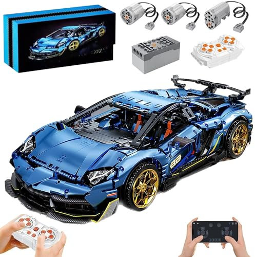 Technik Auto für Lambor Aventador SVJ 63, Mit Motoren Set, 1:8 Auto Modellbausatz, 3811 Teile Klemmbausteine Technik Auto Groß MOC Set, Kompatibel mit Lambor Aventador Technik Auto