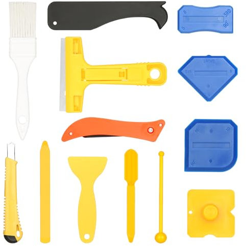 Sheryl&Rain 13 Pcs Aplicador Silicona Set, Quita Silicona Juntas, Rascador Juntas Azulejos, Herramienta de Calafateo Silicona, Removedor de Calafate para Ventana, Baldosas, Cocina, Baño