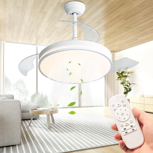Deckenventilator Mit Beleuchtung, Deckenventilator Leise Lampe mit Ventilator Timer,Ventilator Deckenleuchte Mit Fernbedienung Für Wohnzimmer Schlafzimmer Esszimmer Einstellbare Windgeschwindigkeit