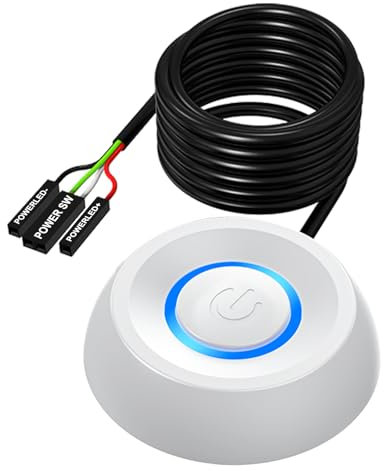 PC Power Button, PC-Einschaltknopf Extern, Desktop-Computer-Netzschalter, 2m Verlängerung Externer Power Knopf Verlängerungskabel für Fernstart und PC Motherboard Power On Off Switch (Weiß)