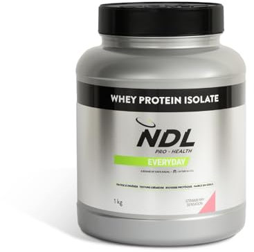 NDL Pro-Health Wey Protein Isolate - Protéines isolées, Tonifie et développe la masse musculaire, Améliore vos séances d'entraînement - Strawberry Sensation - 1 KG -by Rafa Nadal