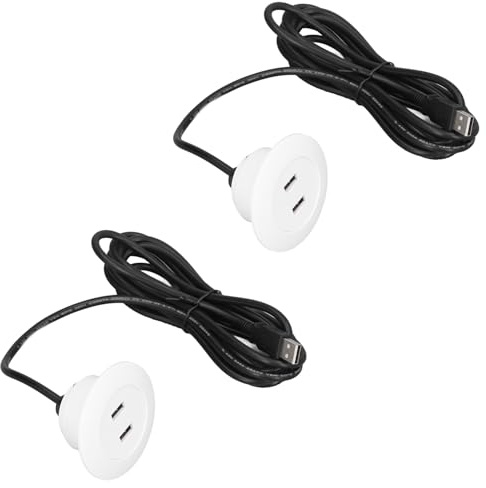 2 Stück Sofa Dual USB Ladebuchse 5V 2,5 M Langes Kabel (Weiß) | Universelle Unterputz Installation Dual USB Telefon Ladeanschlüsse Steckdose für Sofa, Couch, Tisch, Nachttisch