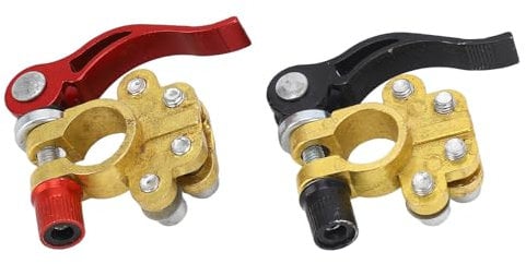 Battery Terminal Connectors Heavy Duty Brass 4 Way Quick Release Positive Negative Battery Wiring Terminals for Cars Trucks RVs Red Black