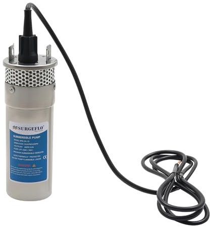 Tiefbrunnenpumpe 120W 24V DC 5A Unterwasserpumpe 12L/min Wasserpumpe, Max Förderhöhe 70m, IP64 Edelstahlpumpe zur Bewässerung Wasser-Versorgung