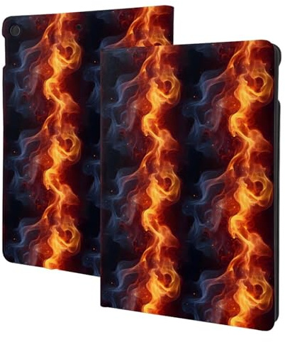 Schutzhülle für iPad 9. / 8. / 7. Generation, Motiv: rote Flamme, Q-Druck, kompatibel mit iPad-Hülle mit 25,7 cm (10,2 Zoll), automatische Wake/Sleep-Funktion, Folio-Ständer
