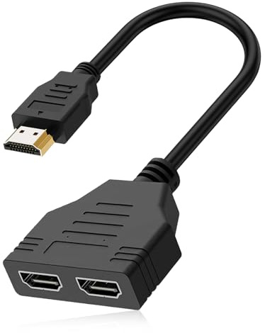 Répartiteur HDMI 1 en 2 avec Câble Intégré Adaptateur Répartiteur HDMI vers Double Femelle pour Dupliquer l’Affichage sur Écrans TV Projecteur Résolution Jusqu’à 4K 30Hz Plug and Play